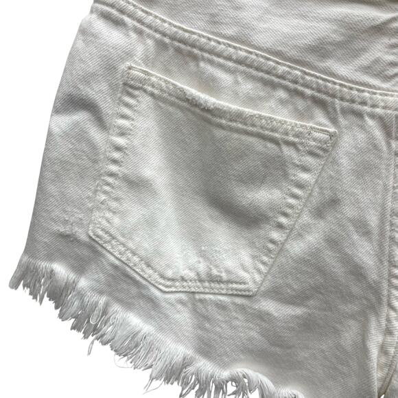 Anthropologie We The Free White Button Front Distressed Frayed Hem Shorts Sz 26 - Picture 10 of 11